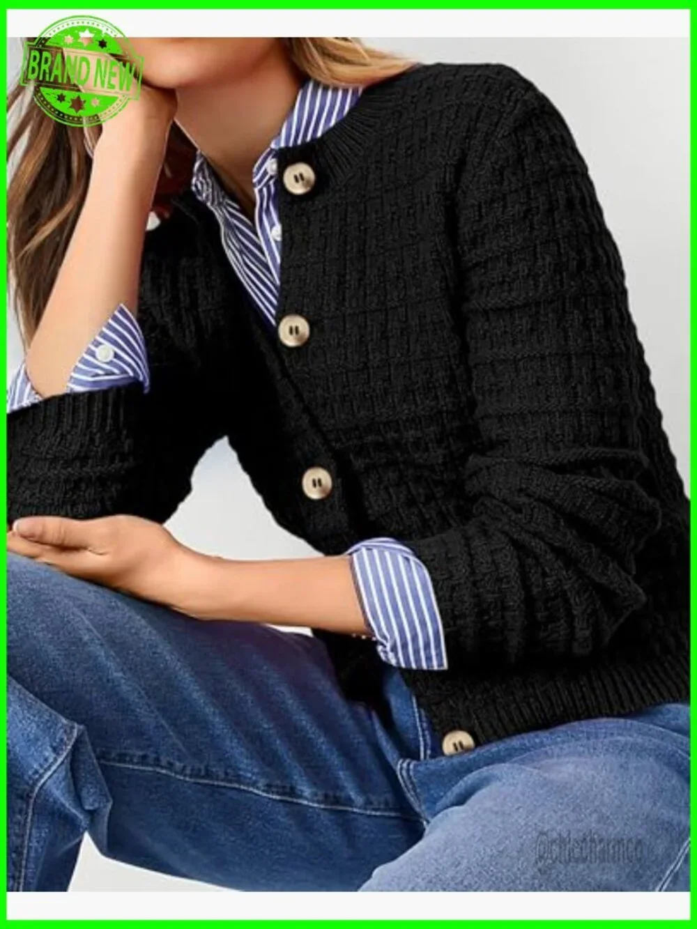 Women's Long Sleeve Knit Cardigan Open Front Button Down Coat
